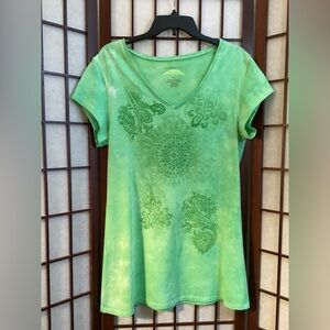 Earth Yoga sustainable organic clothing line woman’s Tee or throw over.